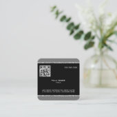 Aangepaste QR Code Marmer Zwart en Grijs Vierkante Visitekaartje (Staand voorkant)