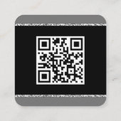 Aangepaste QR Code Marmer Zwart en Grijs Vierkante Visitekaartje (Achterkant)