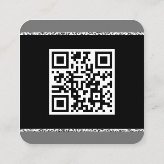 Aangepaste QR Code Marmer Zwart en Grijs Vierkante Visitekaartje (Achterkant)