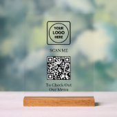 Aangepaste QR-code, menu | Contactloos Logo-displa Acryl Bord (Neutraal)