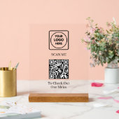 Aangepaste QR-code, menu | Contactloos Logo-displa Acryl Bord (Huwelijk)