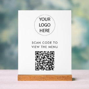 Aangepaste QR Code Menu Scan Logo Wit Acryl Bord