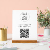 Aangepaste QR Code Menu Scan Logo Wit Acryl Bord (Huwelijk)