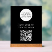 Aangepaste QR Code Menu Scan Logo Zwart Acryl Bord (Neutraal)