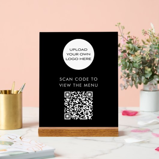 Aangepaste QR Code Menu Scan Logo Zwart Acryl Bord (Huwelijk)