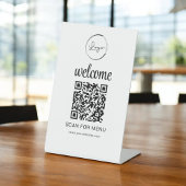 Aangepaste QR Code Menu Tekst Modern Business Reclamebord Met Voetstuk