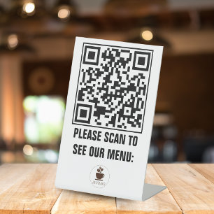 Aangepaste QR Code Menu voetstuk teken voor restau Reclamebord Met Voetstuk