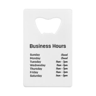 Aangepaste QR-code met kantooruren Creditkaart Flessenopener