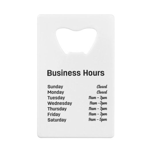 Aangepaste QR-code met kantooruren Creditkaart Flessenopener (Achterkant)