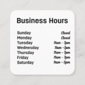 Aangepaste QR-code met kantooruren Vierkante Visitekaartje (Achterkant)