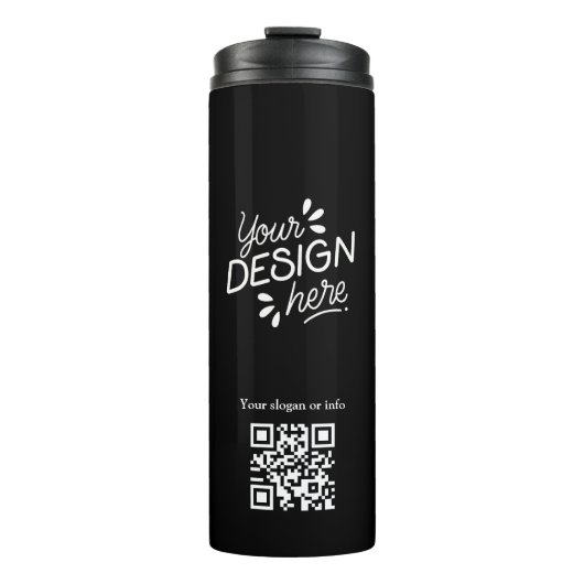 Aangepaste QR-code Minimalistische Zwarte Tumbler Thermosbeker (Voorkant)