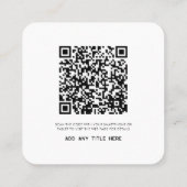 Aangepaste QR-code Modern logo Minimalistisch Vierkante Visitekaartje (Achterkant)