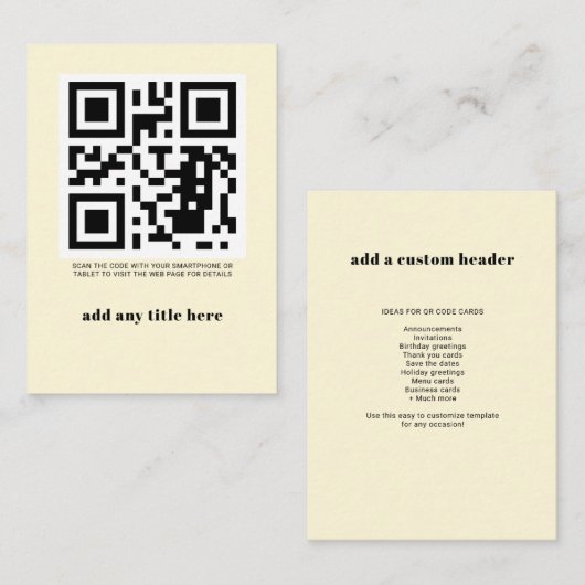 Aangepaste QR-code Modern rendy Notitiekaartje (Voorkant / Achterkant)