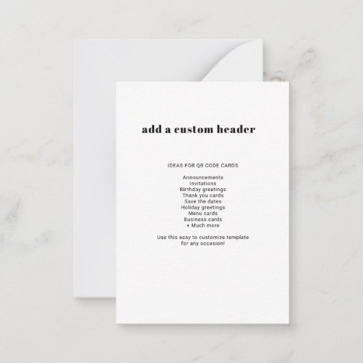 Aangepaste QR-code Modern rendy Notitiekaartje (Achterkant)