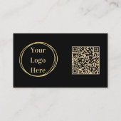Aangepaste QR-code Modern Zwart Goud Visitekaartje (Achterkant)