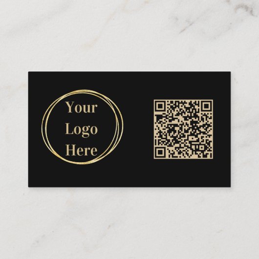 Aangepaste QR-code Modern Zwart Goud Visitekaartje (Achterkant)