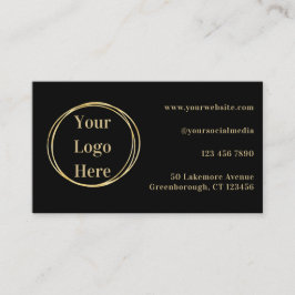 Aangepaste QR-code Modern Zwart Goud Visitekaartje