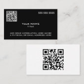 Aangepaste QR-code Modern Zwart Wit Visitekaartje (Voorkant / Achterkant)