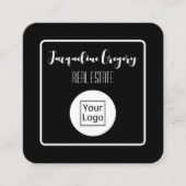 Aangepaste QR-code Moderne Logo Black Small Busine Vierkante Visitekaartje (Voorkant)