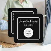 Aangepaste QR-code Moderne Logo Black Small Busine Vierkante Visitekaartje