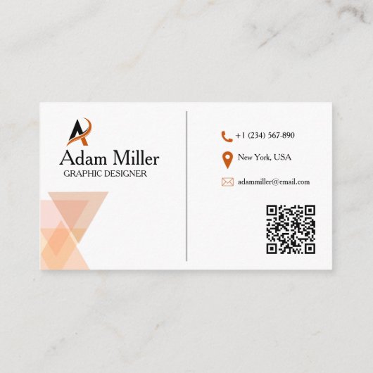 Aangepaste QR-code | Moderne minimalistische profe Visitekaartje (Achterkant)