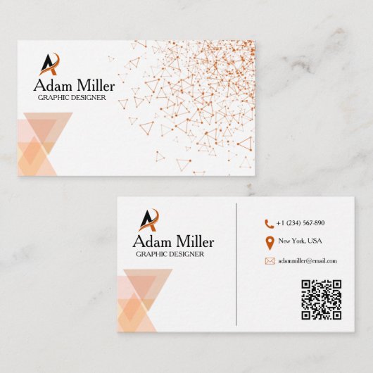 Aangepaste QR-code | Moderne minimalistische profe Visitekaartje (Voorkant / Achterkant)