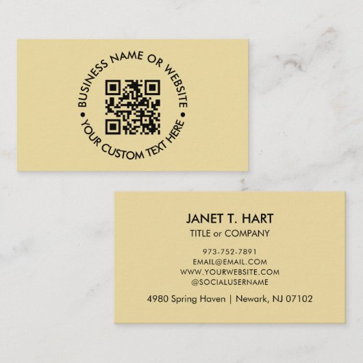 Aangepaste QR-code | Moderne stijlvolle profession Visitekaartje (Voorkant / Achterkant)