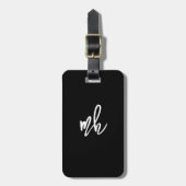 Aangepaste QR-code Monogram Minimaal Zwart-Wit Bagagelabel (Voorkant verticaal)