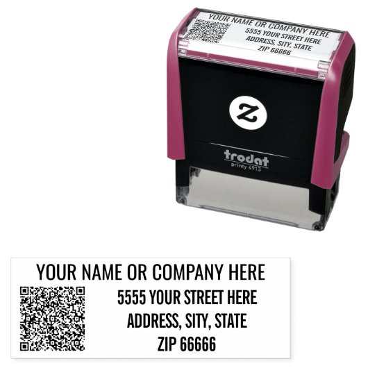 Aangepaste QR-code of fotonaam-adresstempel voorbe Zelfinktende Stempel (In situ)