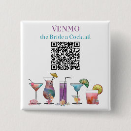 Aangepaste QR-code om de bruid een cocktail te gev Vierkante Button 5,1 Cm