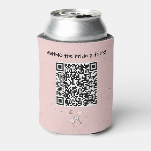 Aangepaste QR-code om de bruid een drankje te geve Blikjeskoeler (Blikje Achterkant)