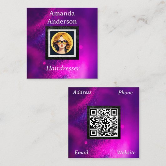 Aangepaste QR-code professioneel Vierkante Visitekaartje (Voorkant / Achterkant)