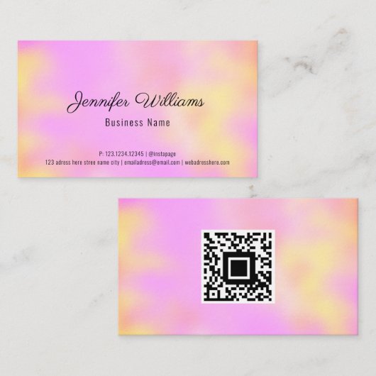 Aangepaste QR-code regenboogpasta kleuren Eenvoudi Visitekaartje (Voorkant / Achterkant)