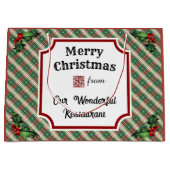 Aangepaste QR-code Restaurant Christmas Plaid Groot Cadeauzakje (Voorkant)