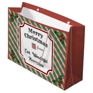 Aangepaste QR-code Restaurant Christmas Plaid Groot Cadeauzakje