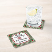 Aangepaste QR-code Restaurant Christmas Plaid Kartonnen Onderzetters (Insitu)