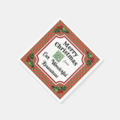 Aangepaste QR-code Restaurant Christmas Plaid Servet (Hoek)