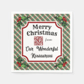Aangepaste QR-code restaurant kerst plaid Servet (Voorkant)