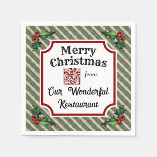 Aangepaste QR-code restaurant kerst plaid Servet