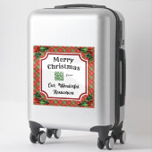 Aangepaste QR Code Restaurant Kerst Rood Plaid Sticker (Koffer)