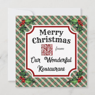 Aangepaste QR-code restaurant Kerstmis Plaid Feestdagenkaart