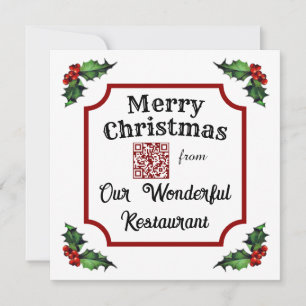 Aangepaste QR Code Restaurant Vrolijk Kerstfeest Feestdagenkaart