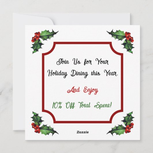 Aangepaste QR Code Restaurant Vrolijk Kerstfeest Feestdagenkaart (Achterkant)