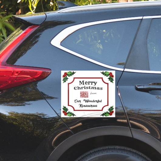 Aangepaste QR Code Restaurant Vrolijk Kerstfeest Sticker (Auto Zijkant)