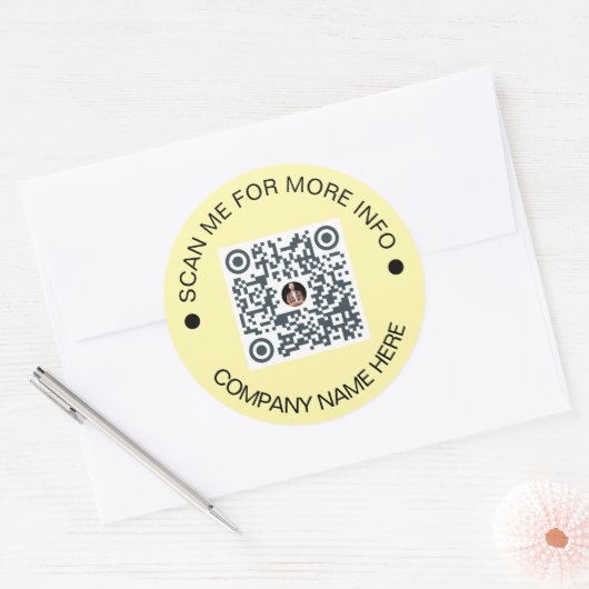 Aangepaste QR-code Rond Geel Waterdicht Bedrijf Ronde Sticker (Envelop)