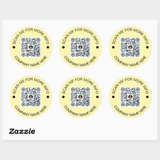Aangepaste QR-code Rond Geel Waterdicht Bedrijf Ronde Sticker (Vel)