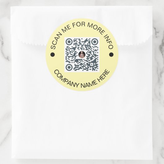 Aangepaste QR-code Rond Geel Waterdicht Bedrijf Ronde Sticker (Tas)