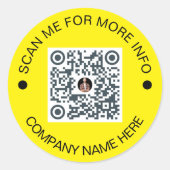 Aangepaste QR-code Rond Geel Waterdicht Bedrijf Ronde Sticker (Voorkant)