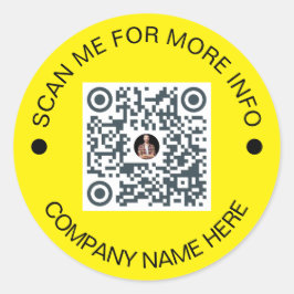 Aangepaste QR-code Rond Geel Waterdicht Bedrijf Ronde Sticker