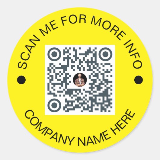 Aangepaste QR-code Rond Geel Waterdicht Bedrijf Ronde Sticker (Voorkant)